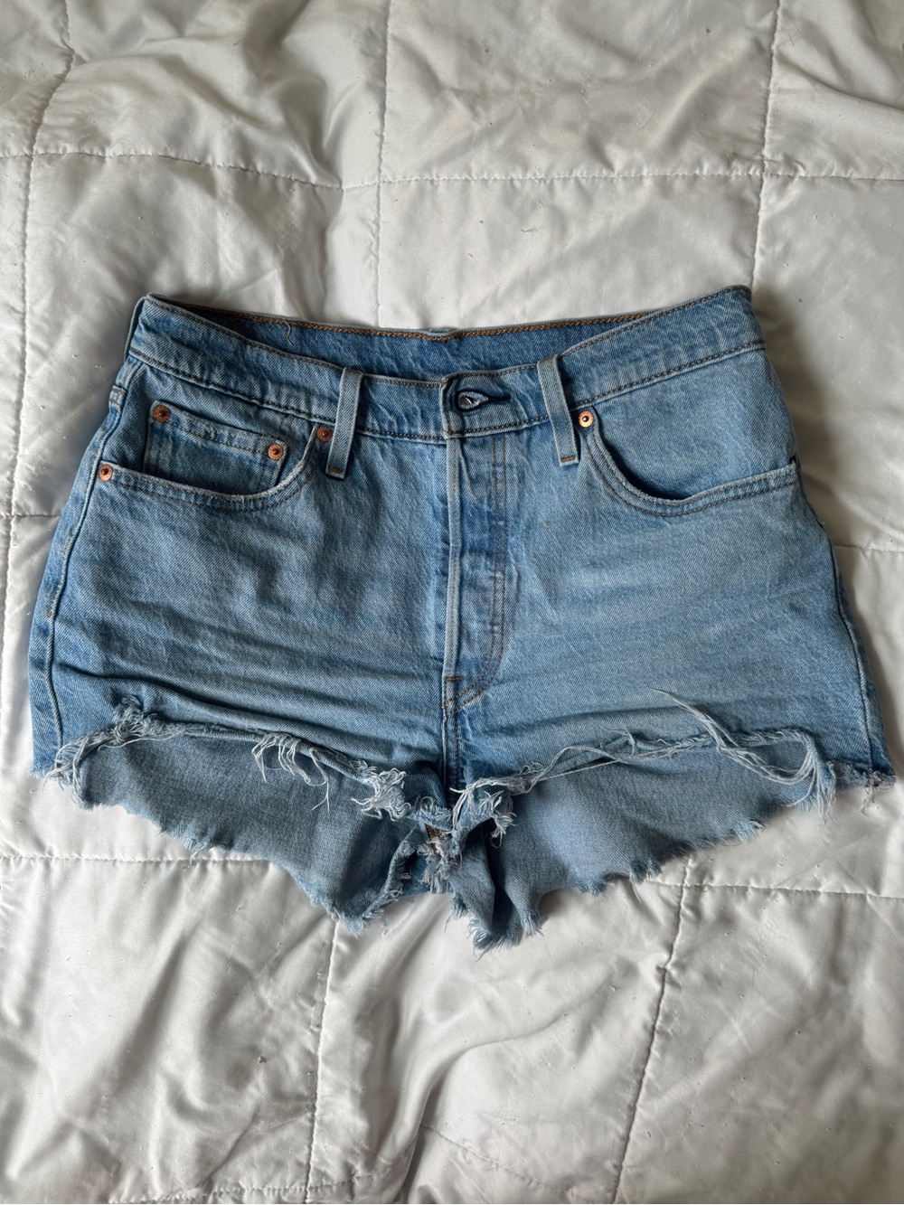 Levi's Light Wash Distressed Denim Cutoff Shorts